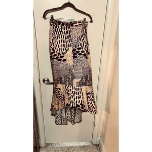 ASOS GRAPHIC HIGH HEM MAXI SKIRT WOMENS SIZE 2 NEW